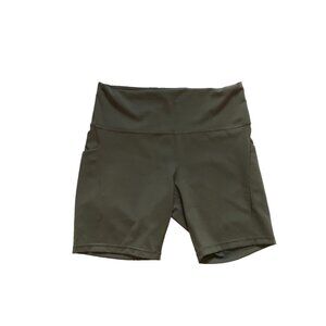 Lululemon Wunder Train Bike Shorts Womens 14 Green High Rise 8" Inseam Pockets